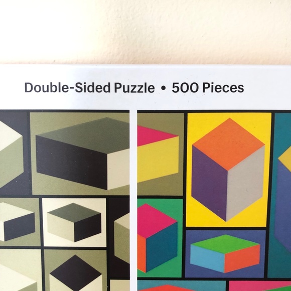 Galison MoMA Sol Lewitt 500 Piece Double Sided Puzzle Distorted Cubes - Picture 2 of 7